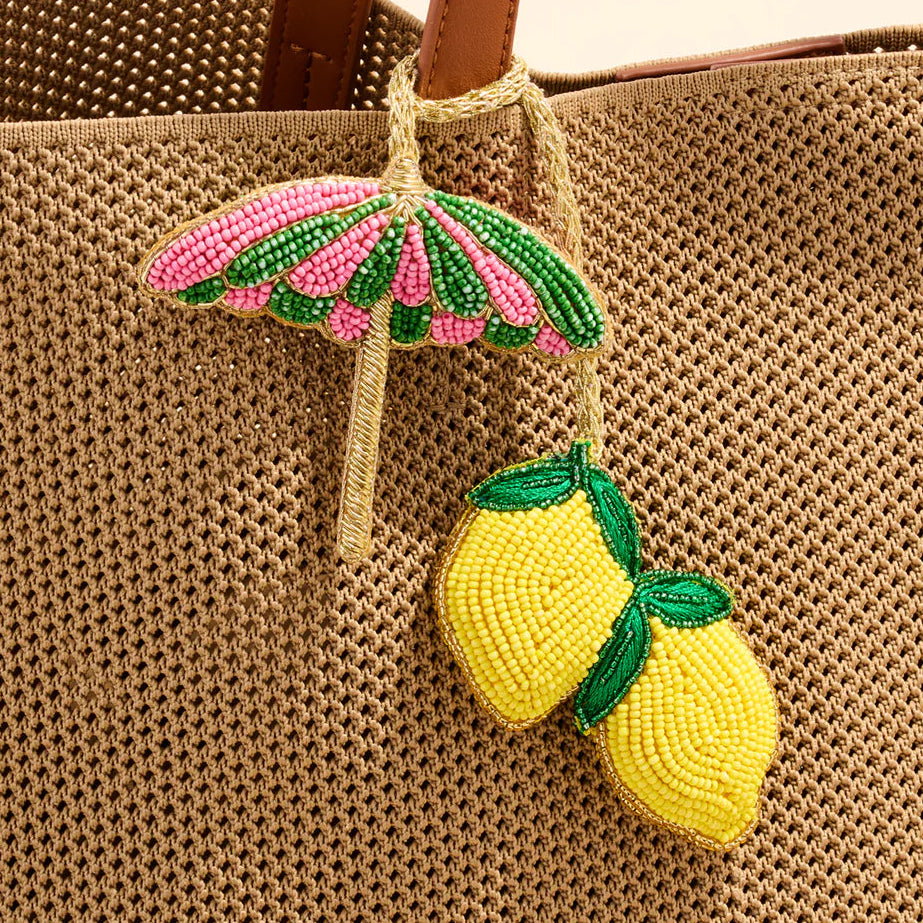 Lemon & Umbrella Beaded Bag Charm