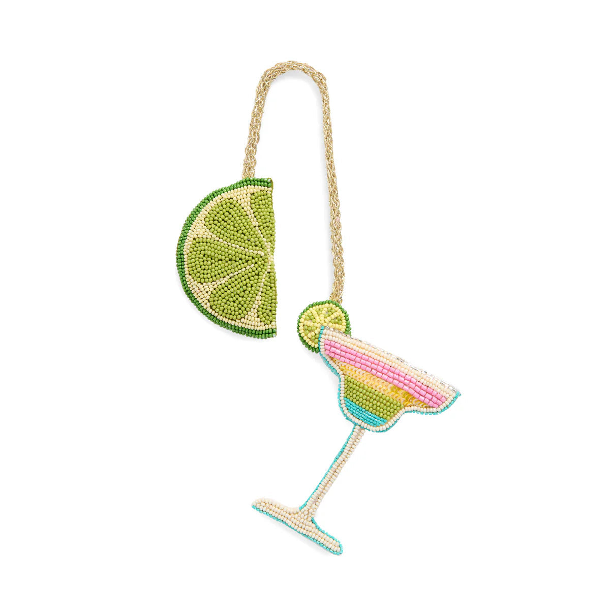 Lime & Margarita Beaded Bag Charm