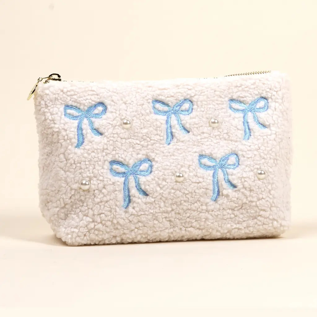 Teddy Pouch - Blue Bows