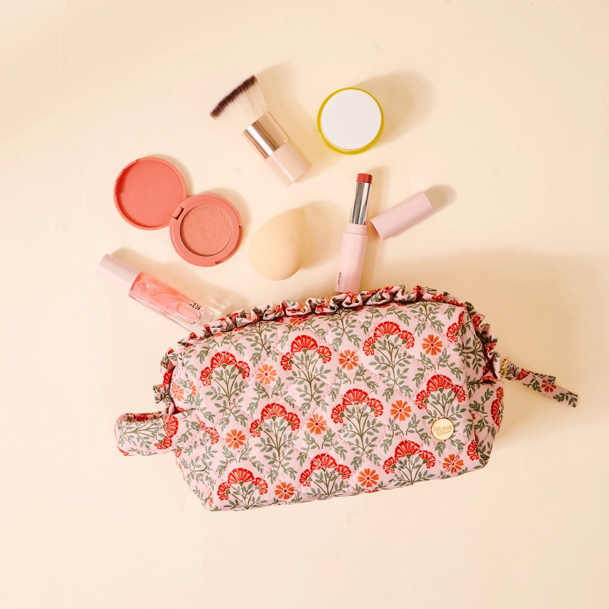 Quilted Cosmetics Pouch - Dusty Rose