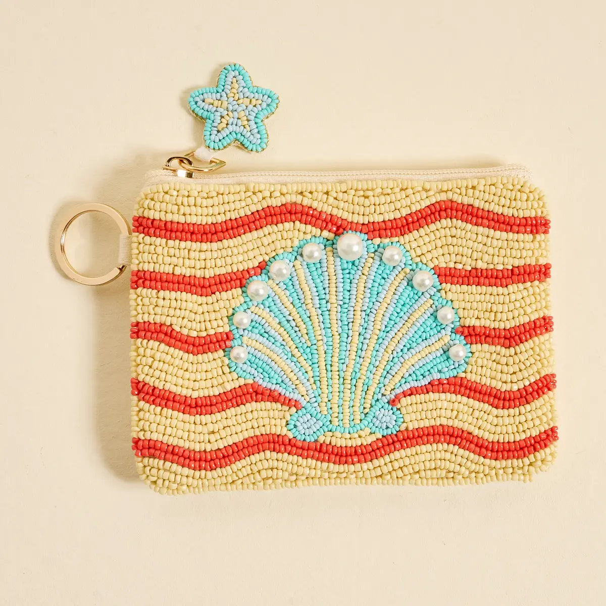 Hand Beaded Pouch - Seashell