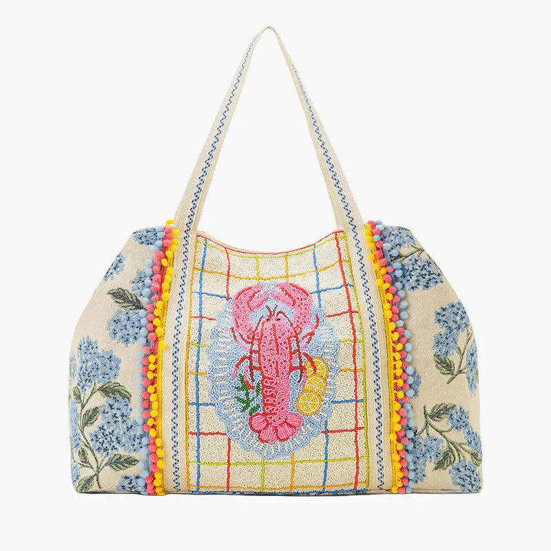 New England Lobster Beaded Oversized Tote