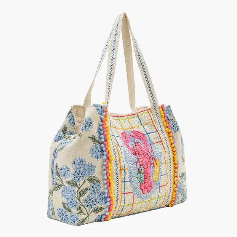 New England Lobster Beaded Oversized Tote