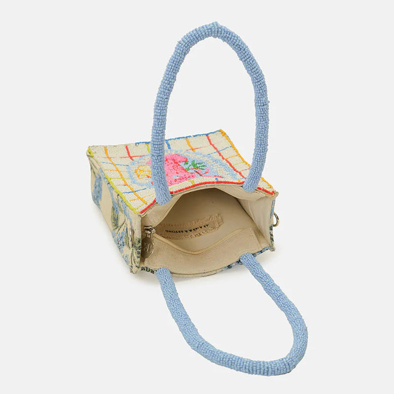 New England Lobster Beaded North South Crossbody Bag