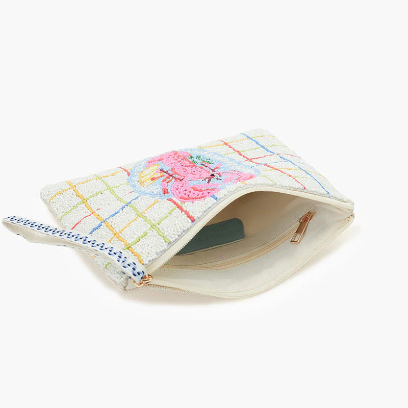 New England Lobster Beaded Wristlet Clutch