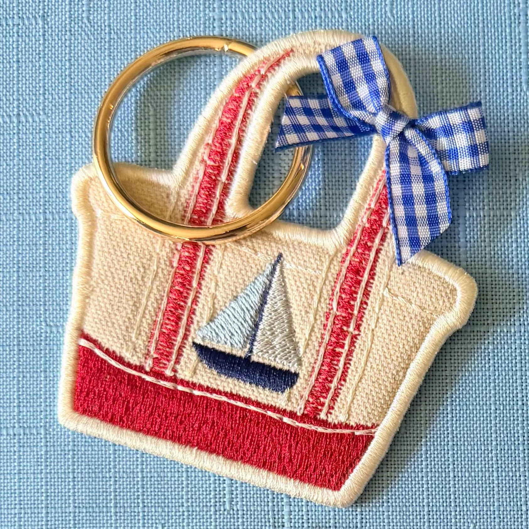 Embroidered Boat Bag Charm