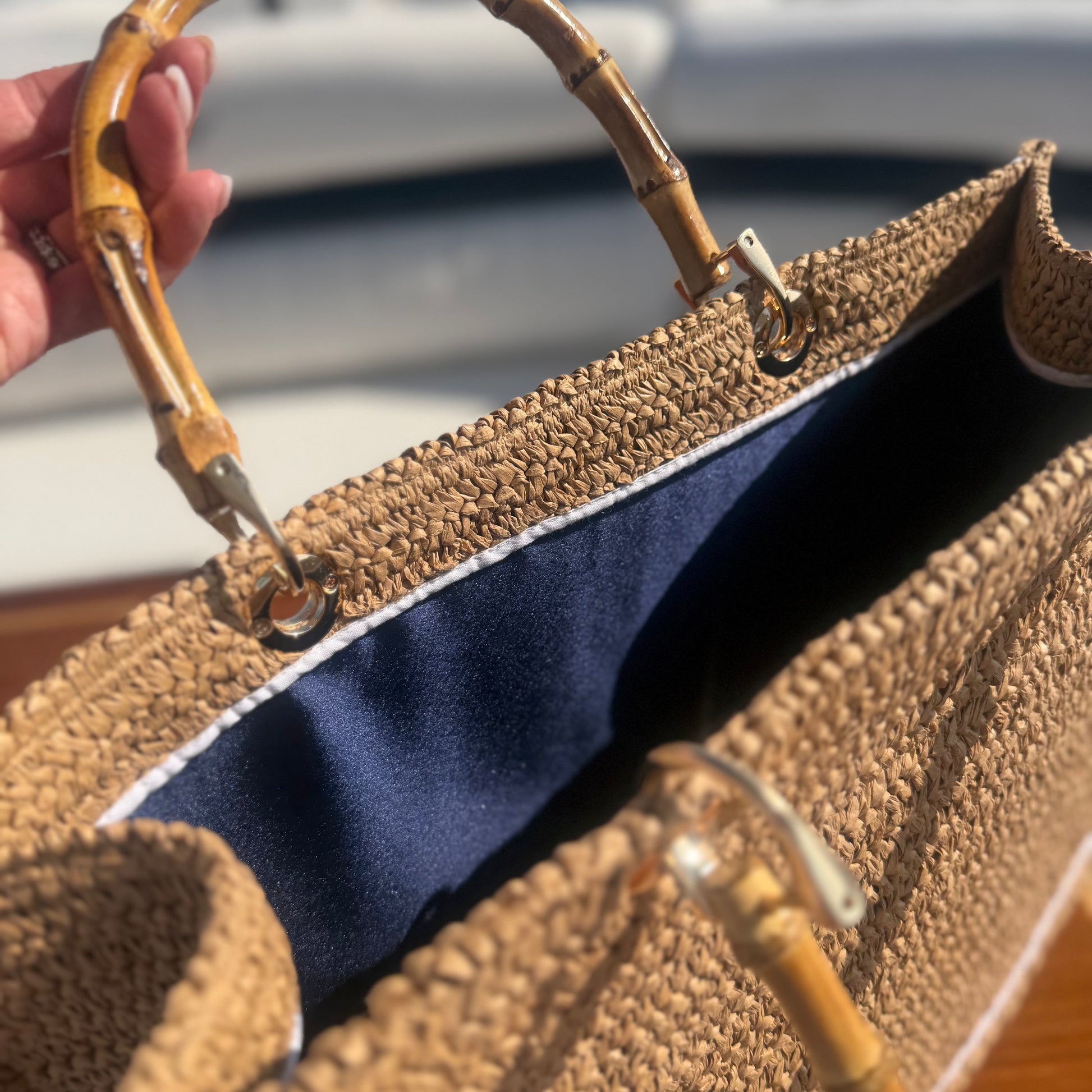 East Coast Hand Beaded Raffia Tote