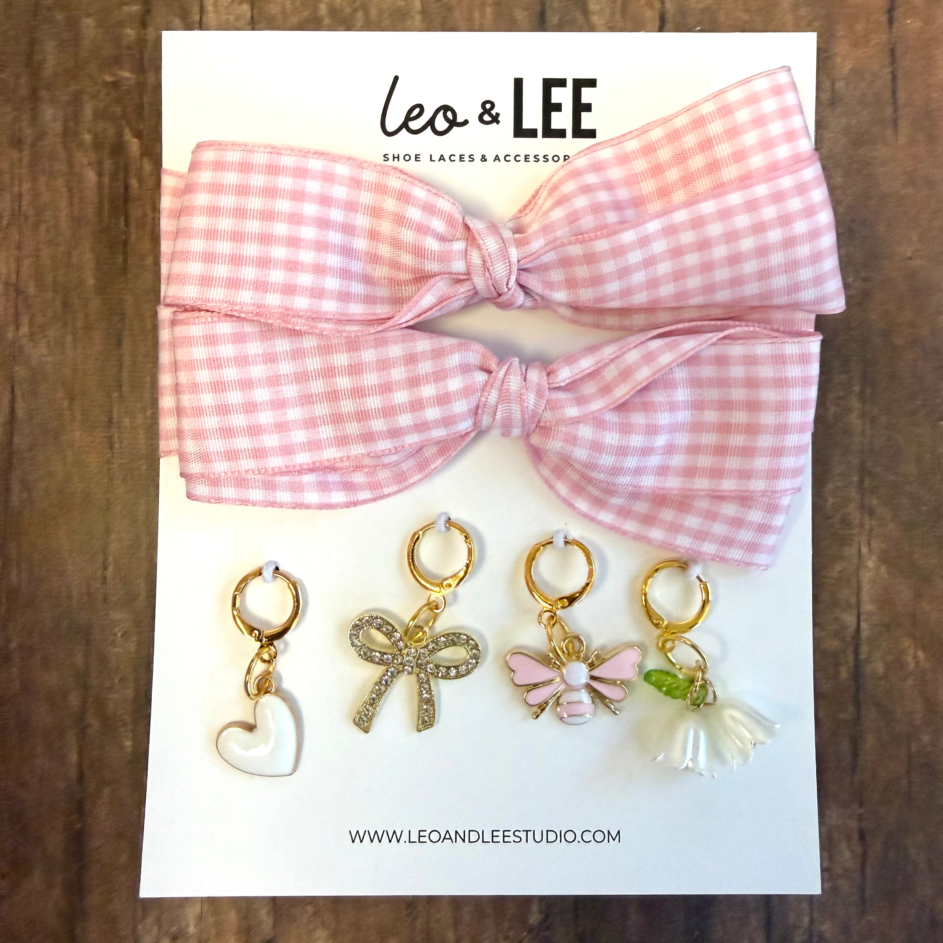 Gingham Shoelace and Charm set