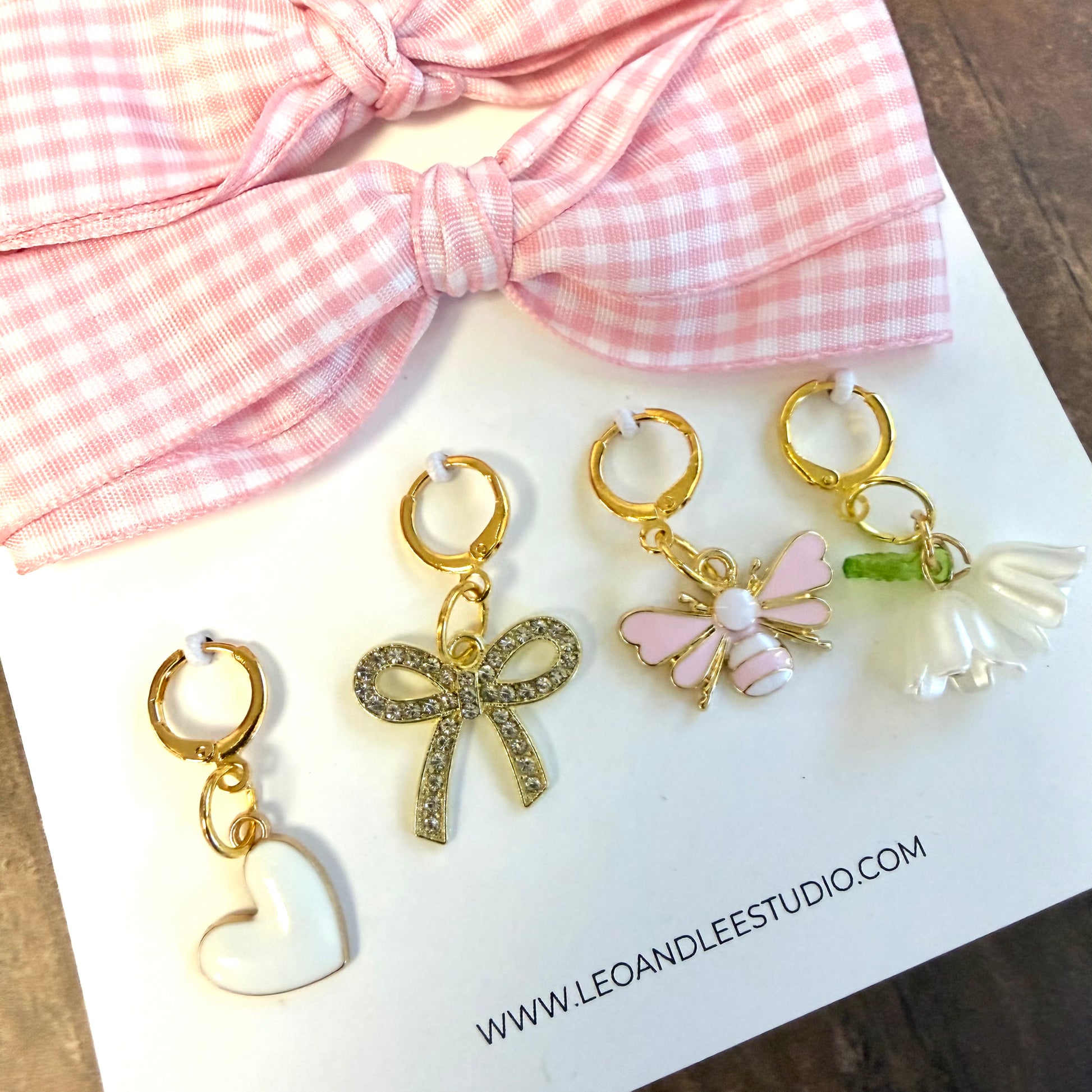 Gingham Shoelace and Charm set