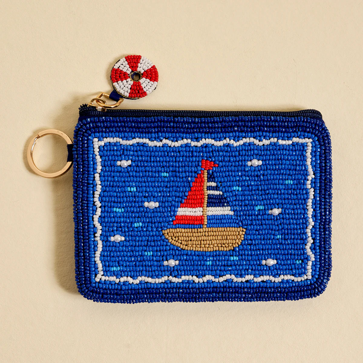 Hand Beaded Pouch - Sail Away