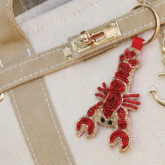 Beaded Lobster bag Charm