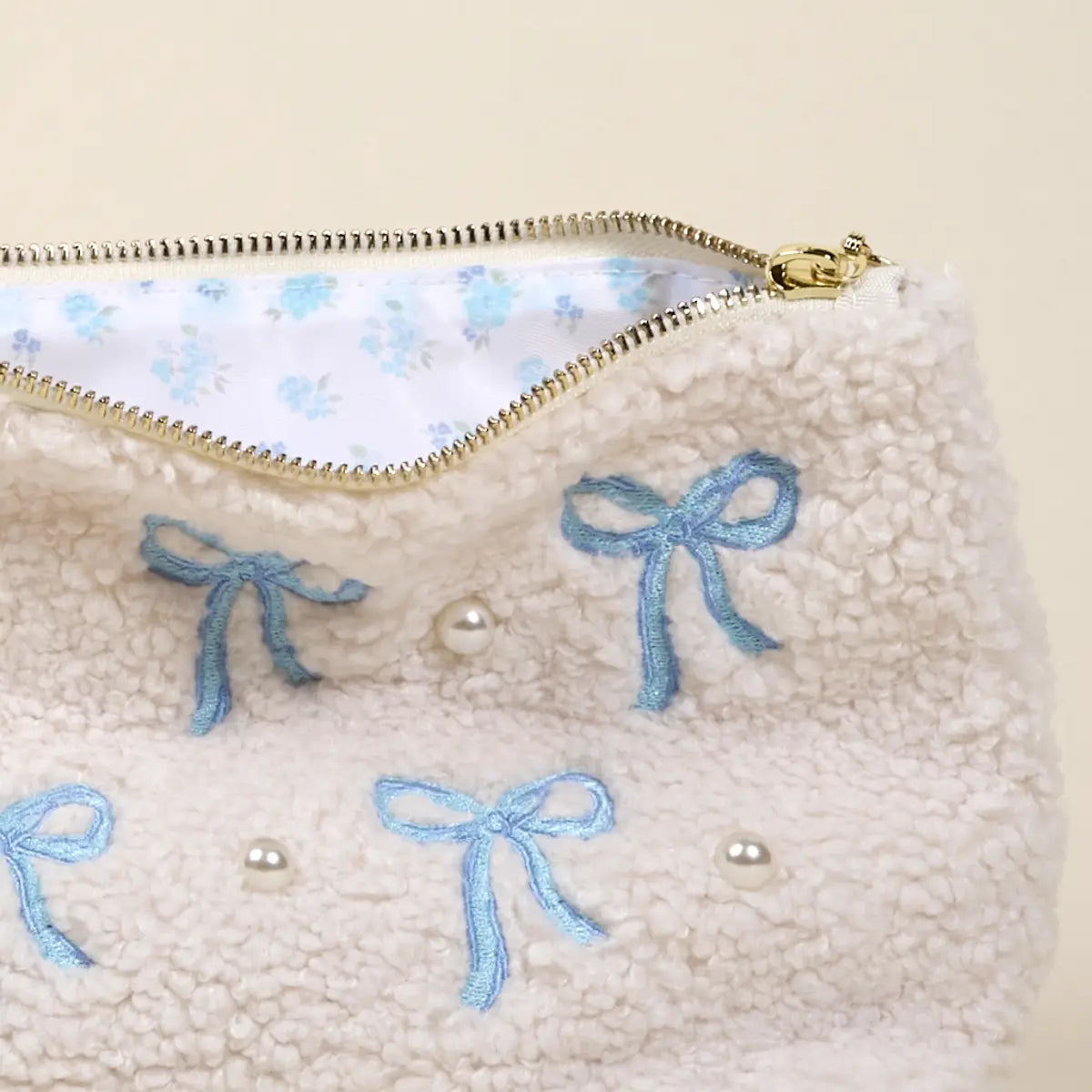 Teddy Pouch - Blue Bows