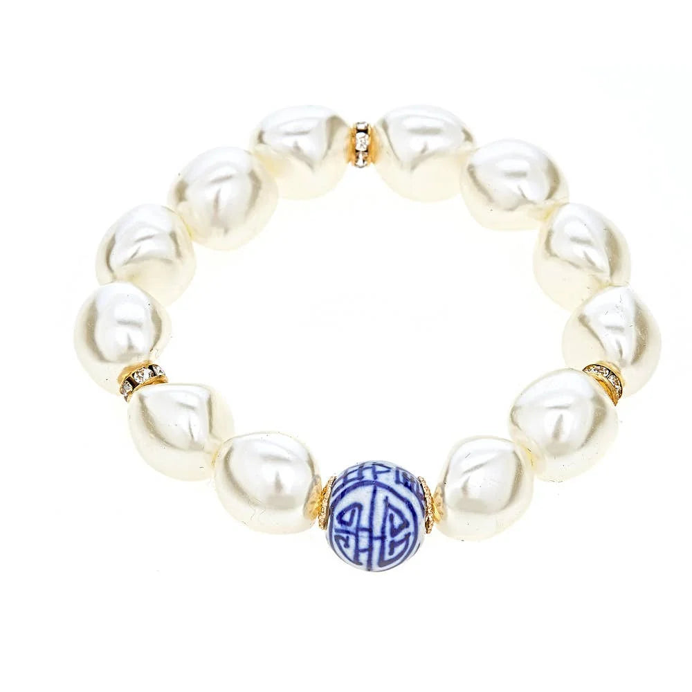 Chinoiserie and Pearl Bracelet